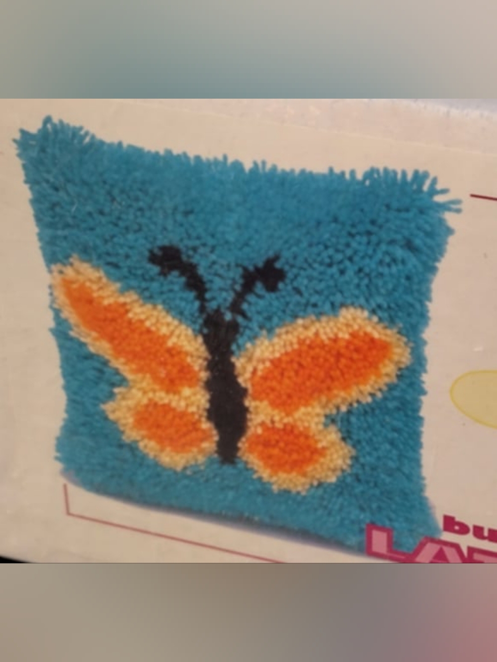 🆕 Vintage DIY Butterfly Latch Hook Pillow Kits Printed  Handmade 17x17inch